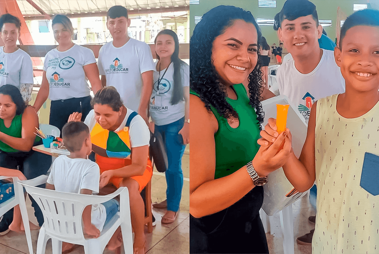 Atividade sociocultural para crianças no Trabalho Técnico Social no Cidade do Povo