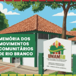 Capa da revista Memória dos Movimentos Comunitários de Rio Branco, publicação da UMAMRB sobre a história das associações de moradores.