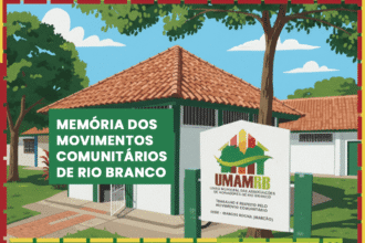 Capa da revista Memória dos Movimentos Comunitários de Rio Branco, publicação da UMAMRB sobre a história das associações de moradores.